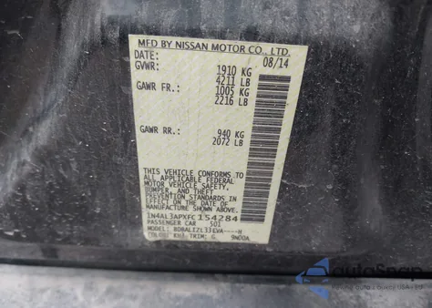 2015 Nissan Altima 2.5 Sv from USA, damaged, VIN 1N4AL3APXFC154284